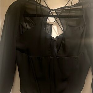 Chic Black Sheer Long Sleeve Top